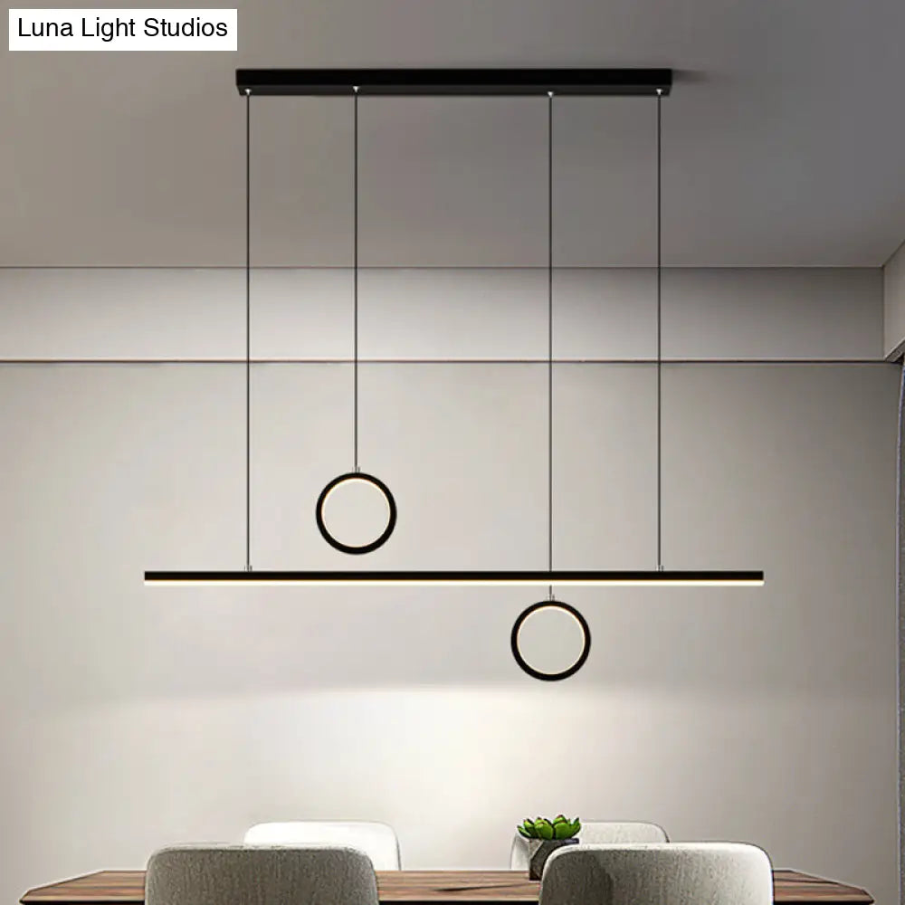 Black/Gold Metal Linear Led Chandelier Lamp - Multiple Hanging Lights Warm/White Glow Black / Warm