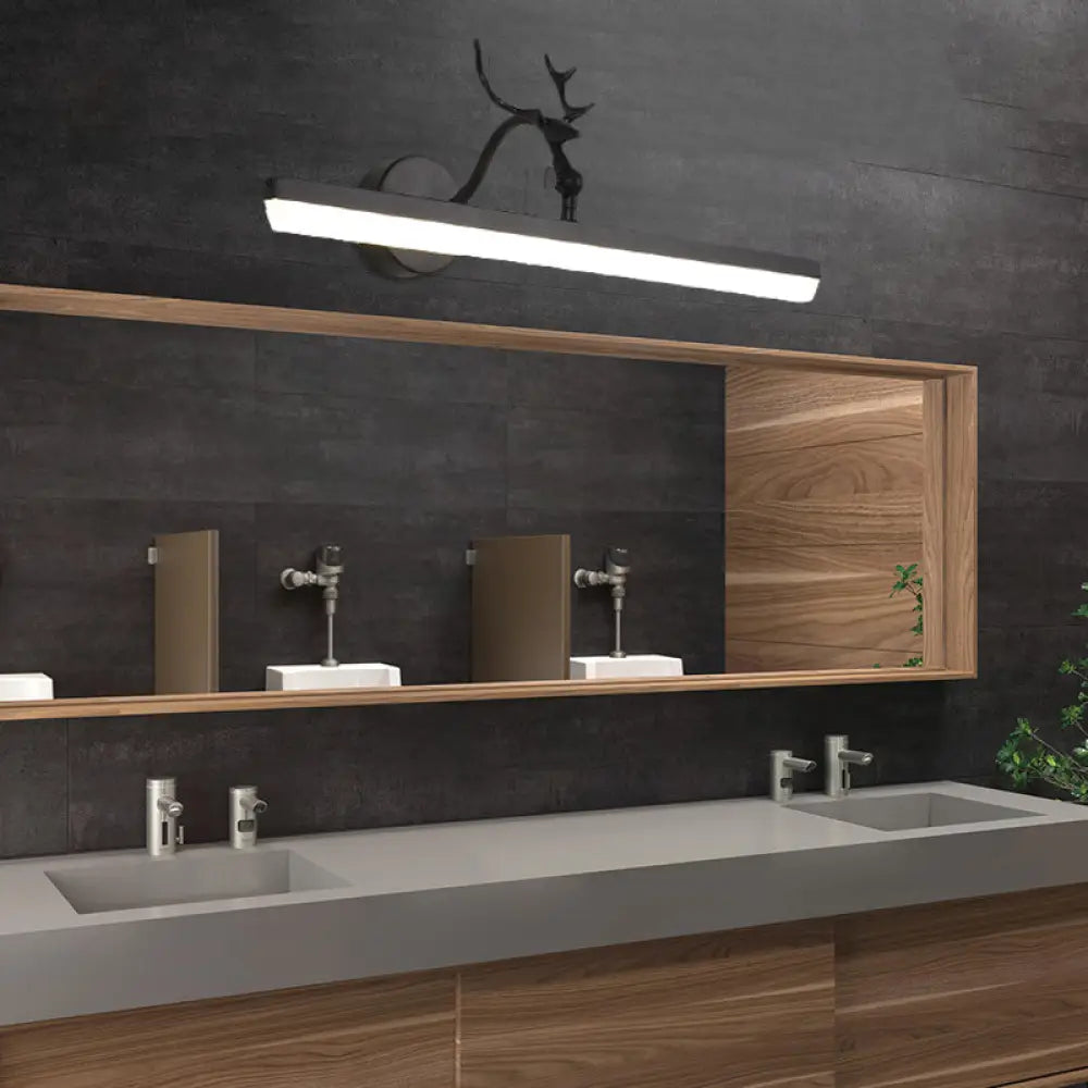 Linear Metal Shade Led Wall Light - Classic Black Bathroom Vanity Lighting Available In 3 Widths