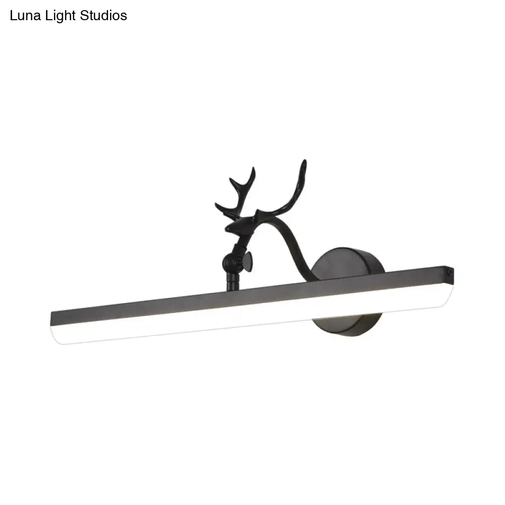 Linear Metal Shade Led Wall Light - Classic Black Bathroom Vanity Lighting Available In 3 Widths