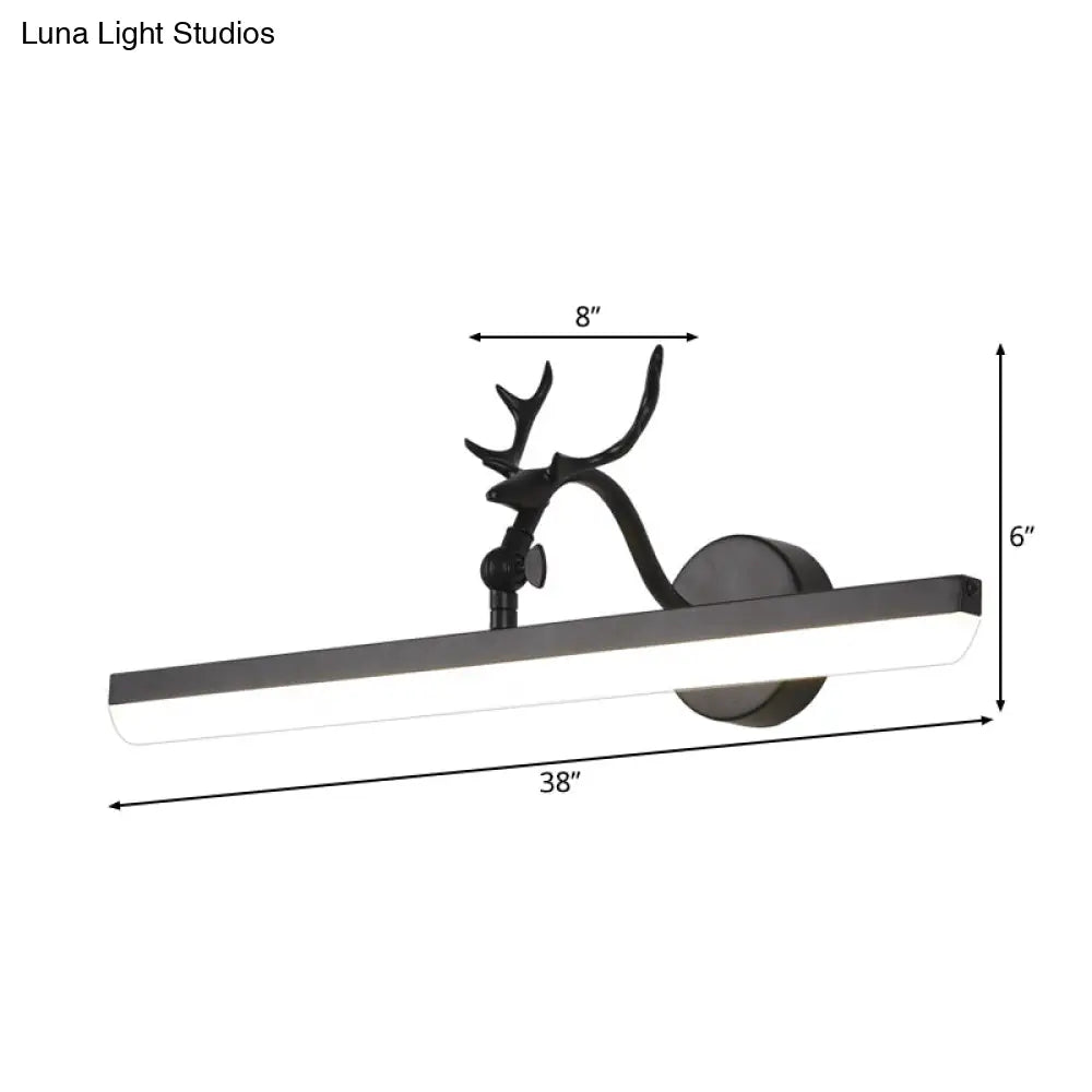 Linear Metal Shade Led Wall Light - Classic Black Bathroom Vanity Lighting Available In 3 Widths