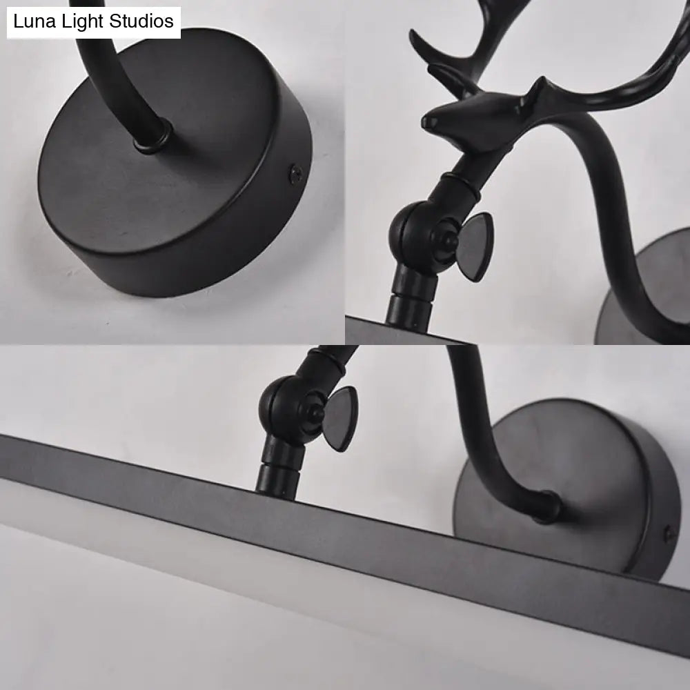 Linear Metal Shade Led Wall Light - Classic Black Bathroom Vanity Lighting Available In 3 Widths