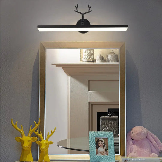 Linear Metal Shade Led Wall Light - Classic Black Bathroom Vanity Lighting Available In 3 Widths