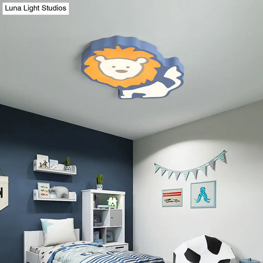 Lion Led Ceiling Lamp For Nursery And Bedroom Blue / Warm