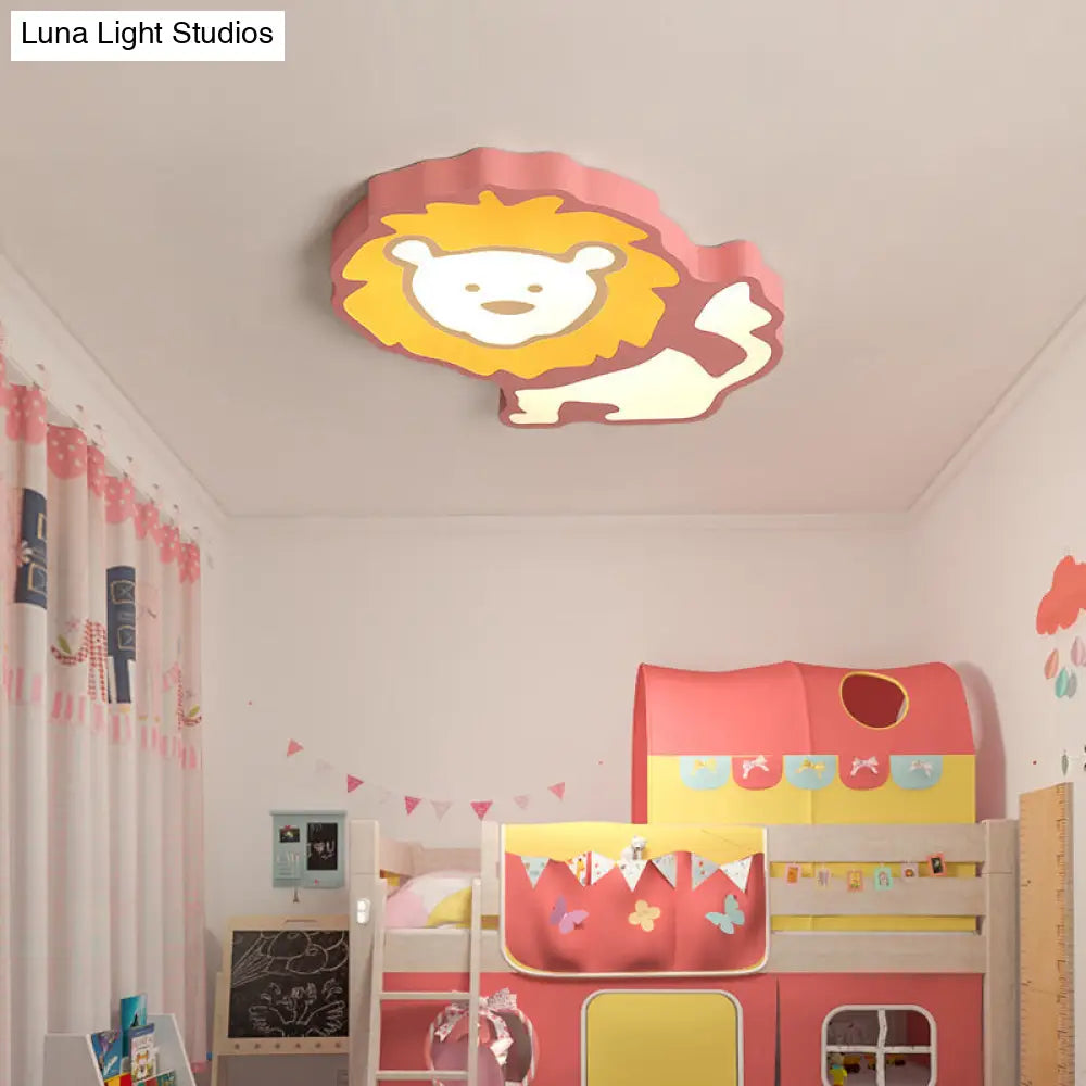 Lion Led Ceiling Lamp For Nursery And Bedroom Pink / Warm