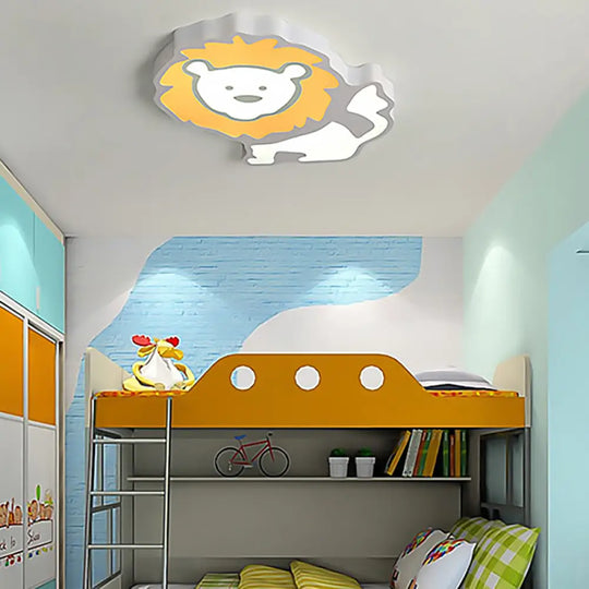 Lion Led Ceiling Lamp For Nursery And Bedroom White / Warm