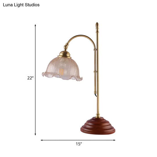 Lison - Gold Crackled Glass Bell Floral Desk Lamp