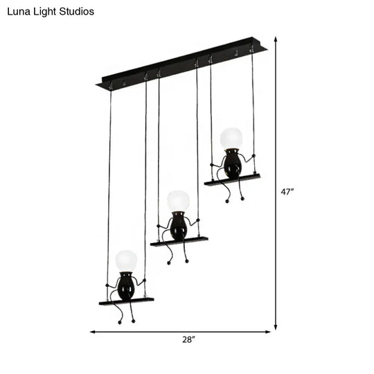 Little People Multi Pendant Light Fixture - Contemporary Metal Hanging In Black 3/4/6 Bulbs