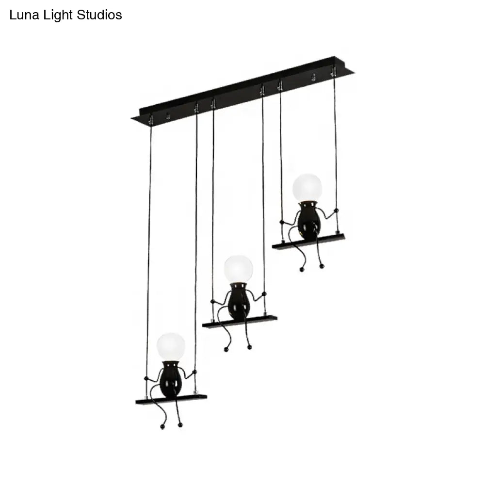 Little People Multi Pendant Light Fixture - Contemporary Metal Hanging In Black 3/4/6 Bulbs