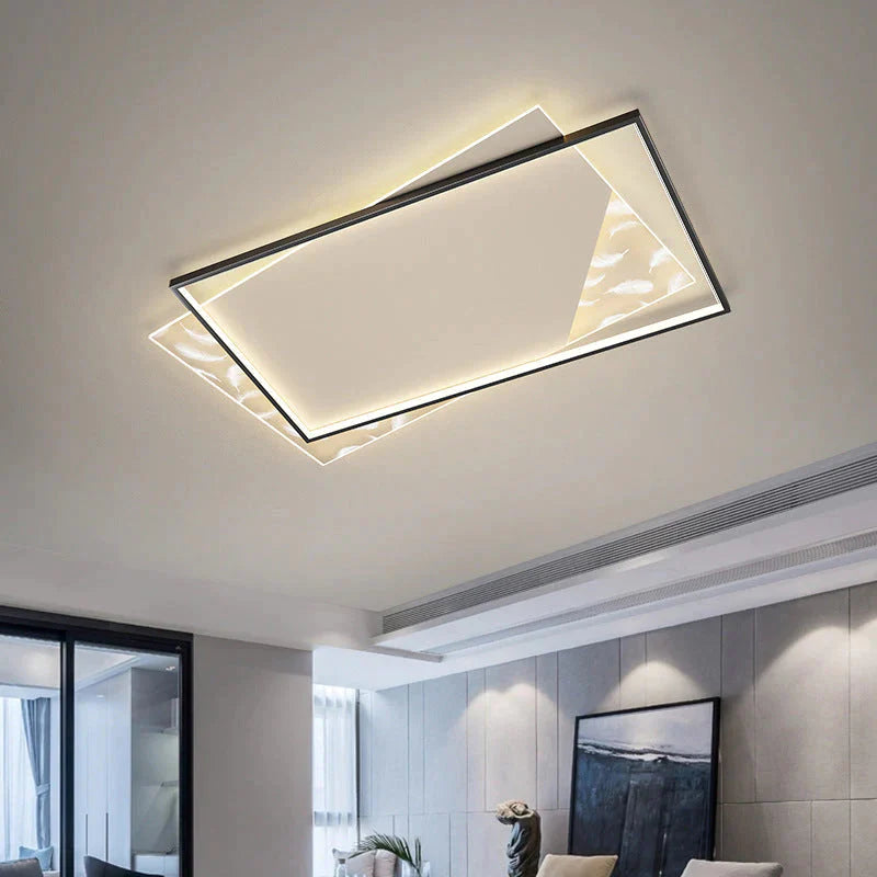 Living Room Lamp Led Light Luxury Modern Creative Feather Ceiling Lamp Rectangular Hall Lamp