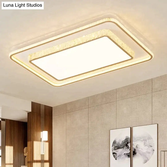 Living Room Lamp Simple Atmosphere Led Ceiling Crystal Bedroom Rectangle / Small Stepless Dimming