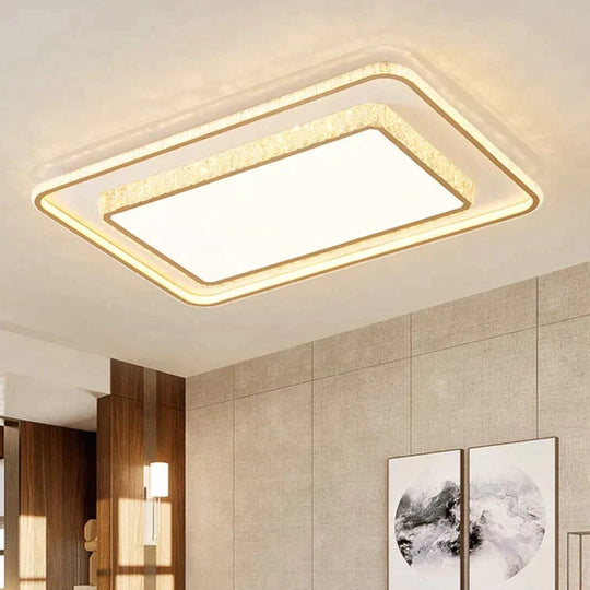 Living Room Lamp Simple Atmosphere Led Ceiling Crystal Bedroom Rectangle / Small Stepless Dimming