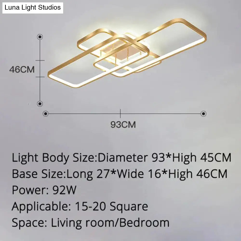 Living Room Lamp Simple Modern Atmosphere Home Rectangular Ceiling Hall Nordic Light Luxury Gold