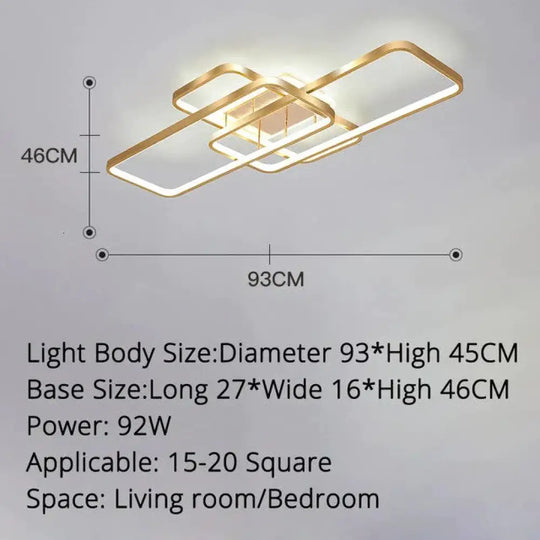 Living Room Lamp Simple Modern Atmosphere Home Rectangular Ceiling Hall Nordic Light Luxury Gold