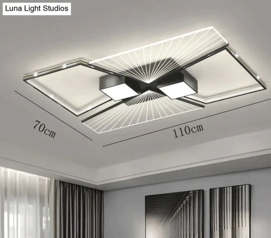 Living Room Led Lamp Modern Simple Atmosphere Bedroom Ceiling Black / L 110Cm White Light