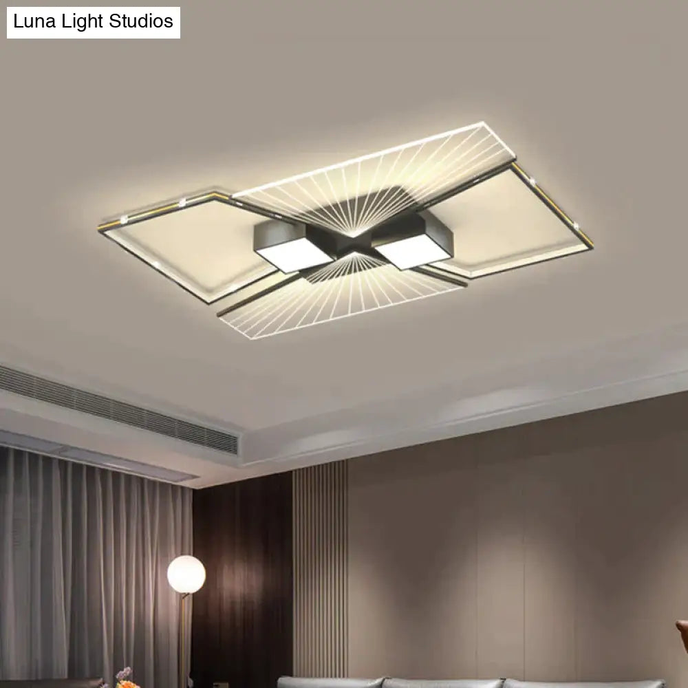 Living Room Led Lamp Modern Simple Atmosphere Bedroom Ceiling Black / L 90Cm Tri-Color Light