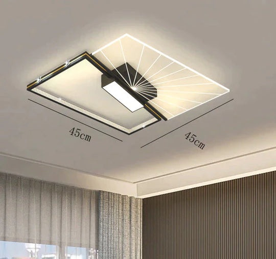 Living Room Led Lamp Modern Simple Atmosphere Bedroom Ceiling Black / L 45Cm Tri-Color Light