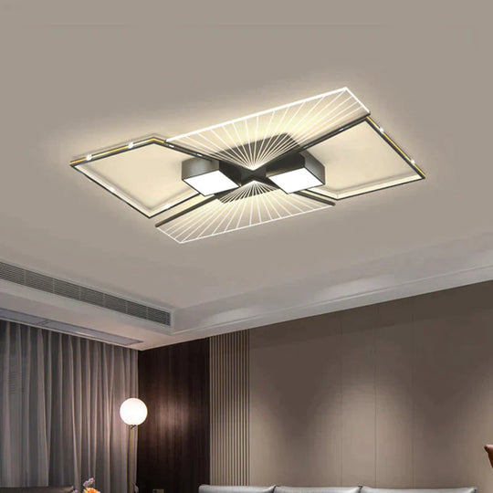 Living Room Led Lamp Modern Simple Atmosphere Bedroom Ceiling Black / L 90Cm Tri-Color Light