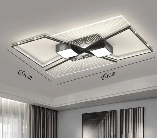 Living Room Led Lamp Modern Simple Atmosphere Bedroom Ceiling Black / L 90Cm White Light