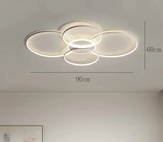 Living Room Main Lamp Atmospheric Hall Minimalist Circular Ring Indoor Ceiling White / L 90Cm Warm