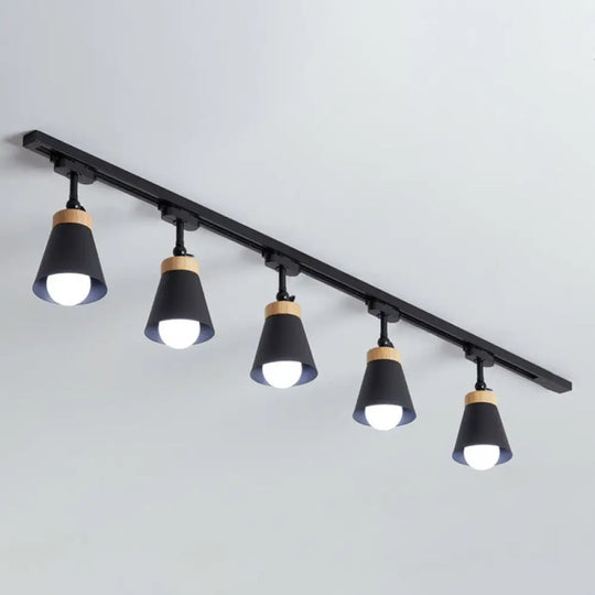 Living Room Semi Flush Mount Lamp With Cone Metal Shade 5 / Black Pendant Lighting