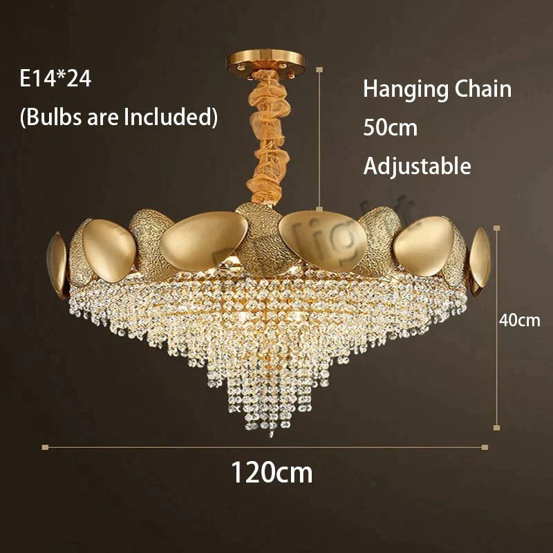 Lizzie - Crystal Luxury Tassels Led Ceiling Chandelier 120Cm / Cold White