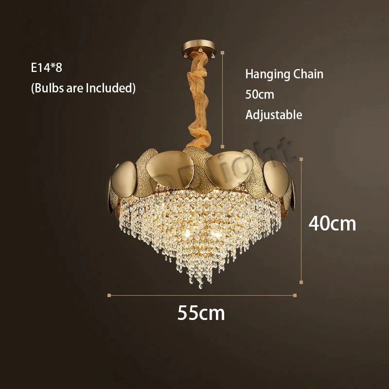Lizzie - Crystal Luxury Tassels Led Ceiling Chandelier 55Cm / Cold White