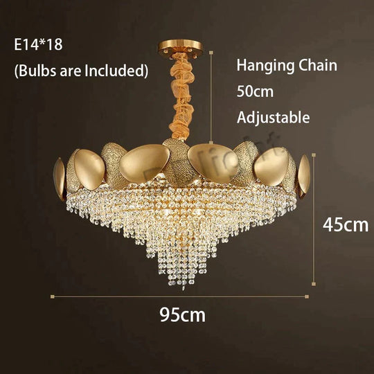 Lizzie - Crystal Luxury Tassels Led Ceiling Chandelier 95Cm / Cold White