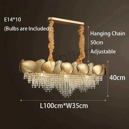 Lizzie - Crystal Luxury Tassels Led Ceiling Chandelier L100Cm / Cold White