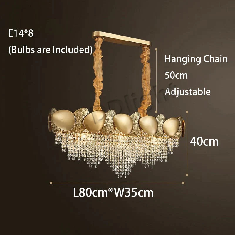Lizzie - Crystal Luxury Tassels Led Ceiling Chandelier L80Cm / Cold White