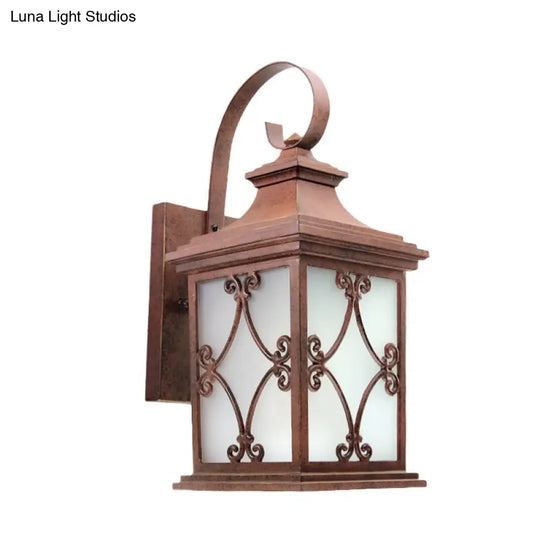 Lodge Birdcage Wall Sconce - Coffee Single Bulb Light Fixture For Yard