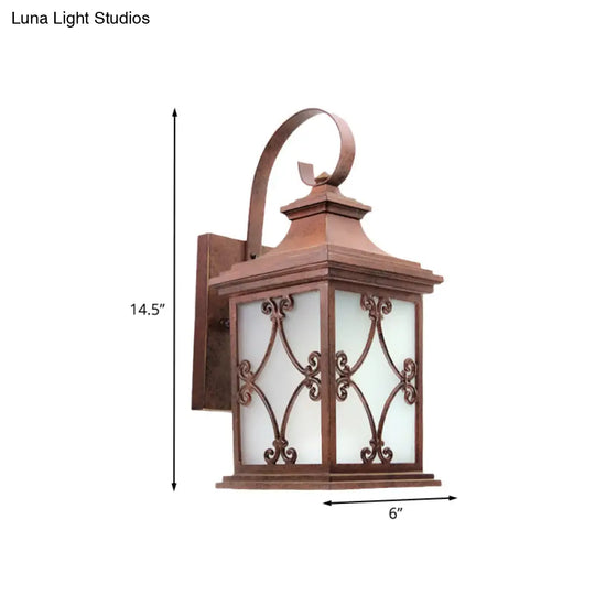 Lodge Birdcage Wall Sconce - Coffee Single Bulb Light Fixture For Yard