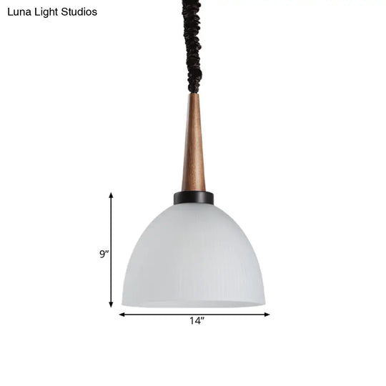 Lodge Dome Pendant Light Kit With White Glass Shade - Perfect For Dining Room Suspension Lighting