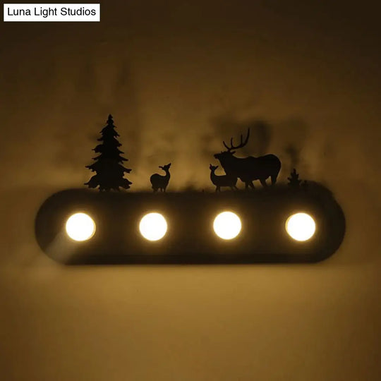 Lodge Open Bulb Wall Light With Nature-Inspired 4-Bulb Metallic Sconce In Black Indoor Use