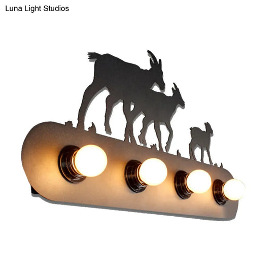 Lodge Open Bulb Wall Light With Nature-Inspired 4-Bulb Metallic Sconce In Black Indoor Use