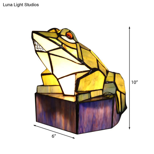 Lodge Stained Glass Frog Accent Lamp - 1 Light Table For Bar