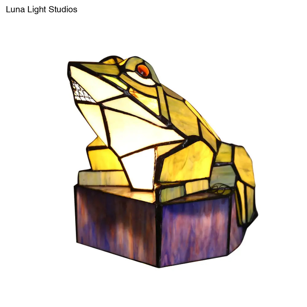 Lodge Stained Glass Frog Accent Lamp - 1 Light Table For Bar