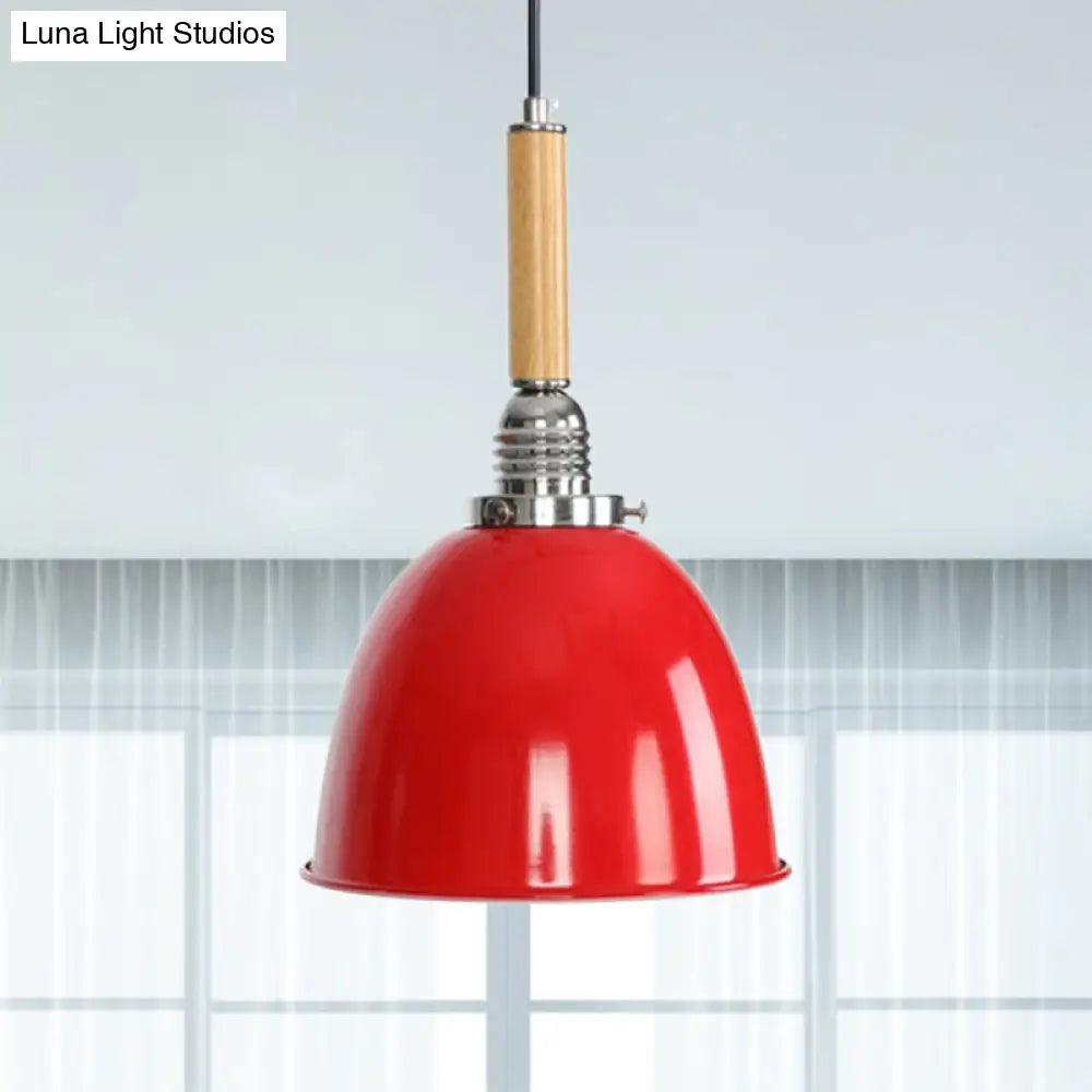 Lodge Style Bell Pendant Light With Adjustable Cord For Warehouse Lighting Red