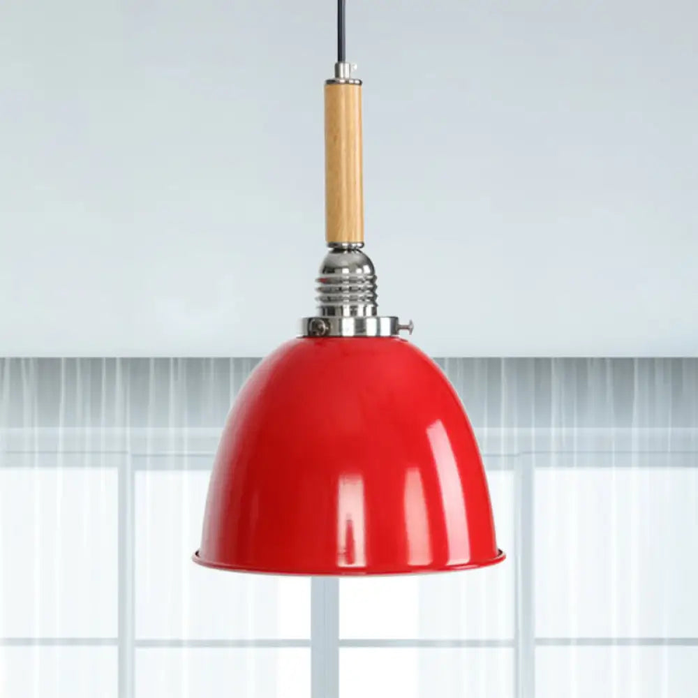 Lodge Style Bell Pendant With Adjustable Cord - 1 Light Warehouse Fixture Red