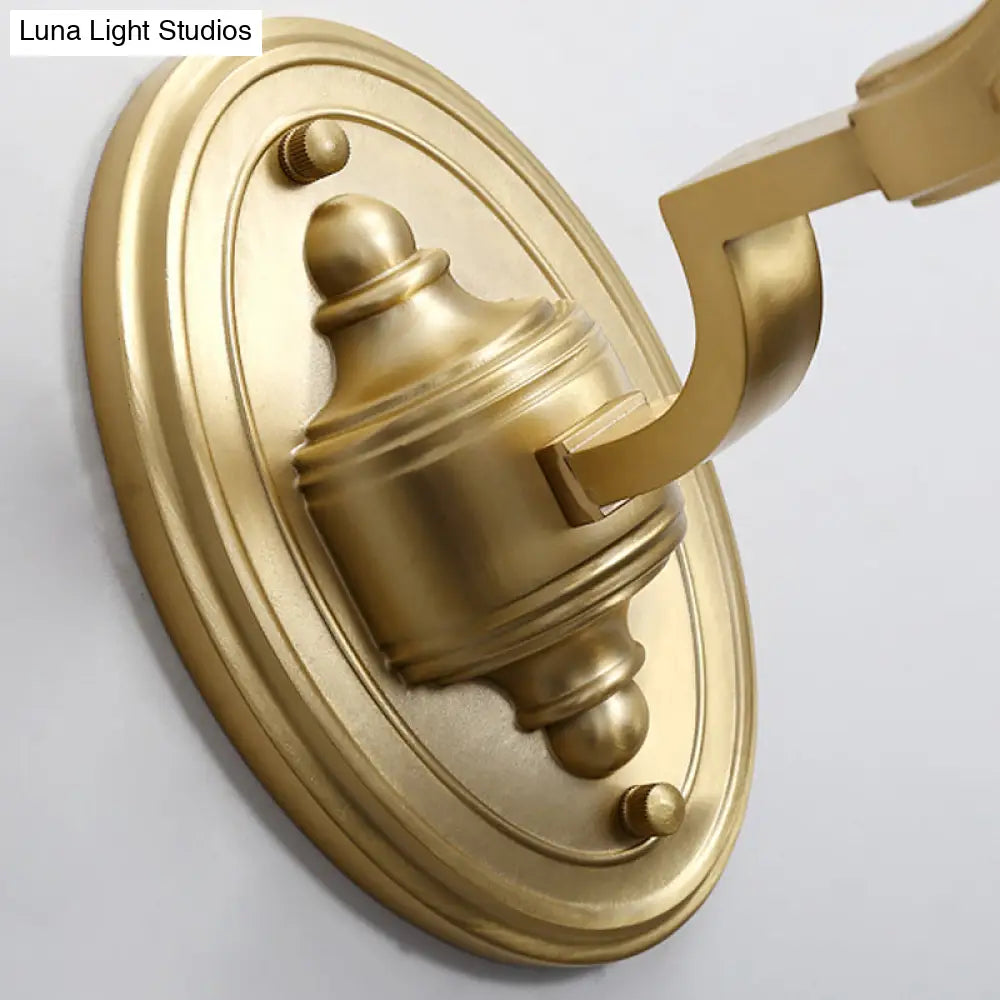 Lodge Style Bell Wall Sconce: 1/2-Light Opal Glass Fixture In Brass For Living Room