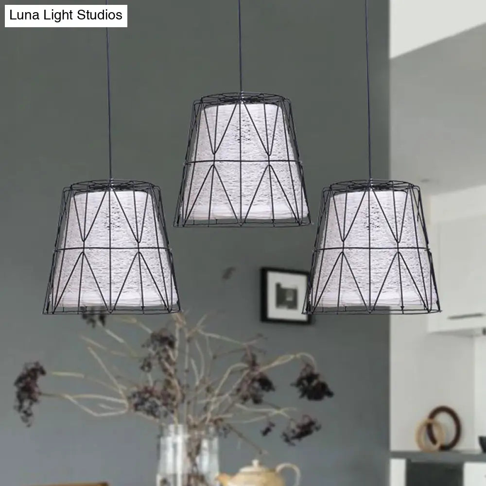 Rustic Lodge Style Ceiling Light: Bucket Pendant Lamp Metallic & Rope 1 Light