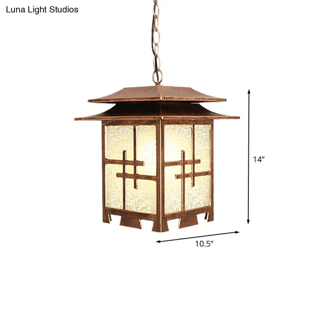 Lodges Passage 1-Light Ceiling Pendant With Snowflake Glass Shade In Coffee