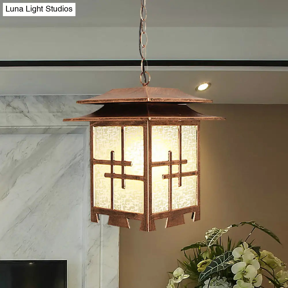 Lodges Passage 1-Light Ceiling Pendant With Snowflake Glass Shade In Coffee