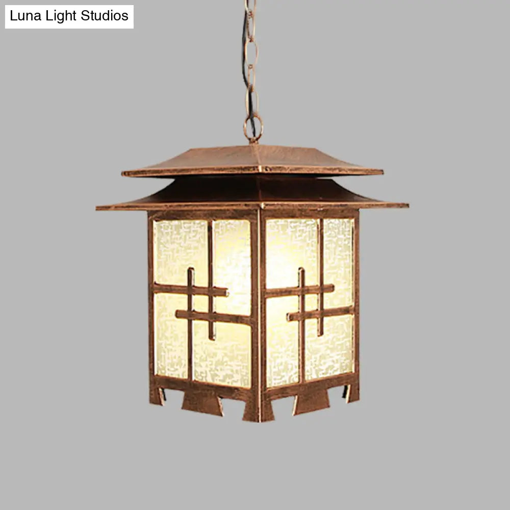 Lodges Passage 1-Light Ceiling Pendant With Snowflake Glass Shade In Coffee