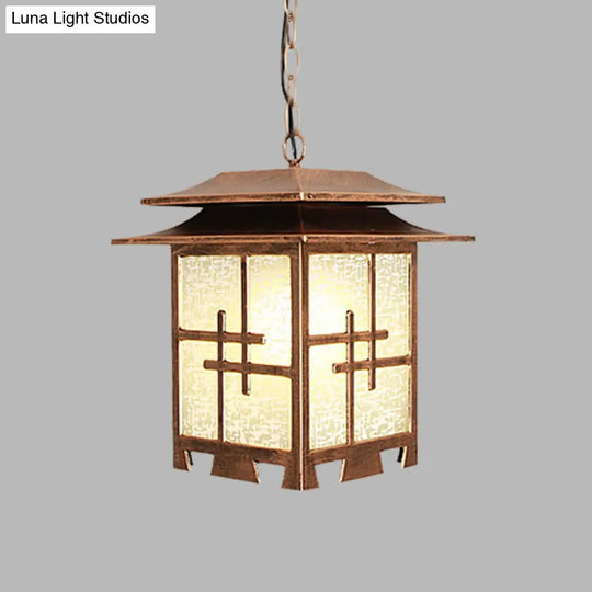 Lodges Passage 1-Light Ceiling Pendant With Snowflake Glass Shade In Coffee