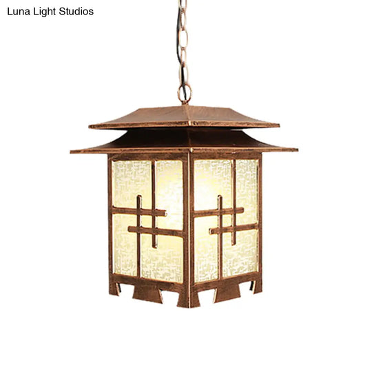 Lodges Passage 1-Light Ceiling Pendant With Snowflake Glass Shade In Coffee