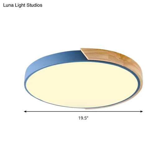 Loft Circle Led Ceiling Light For Kindergarten With Acrylic Shade