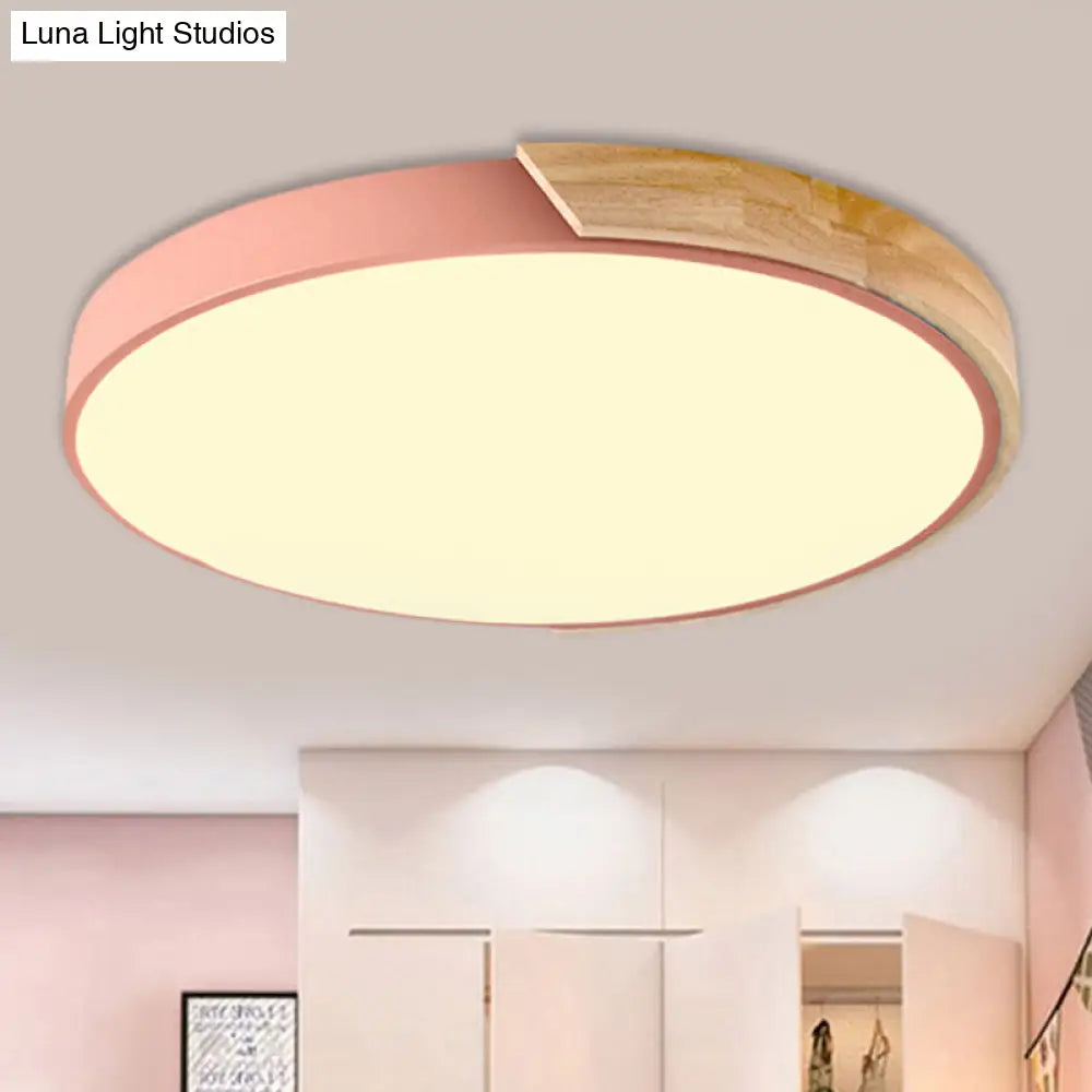 Loft Circle Led Ceiling Light For Kindergarten With Acrylic Shade