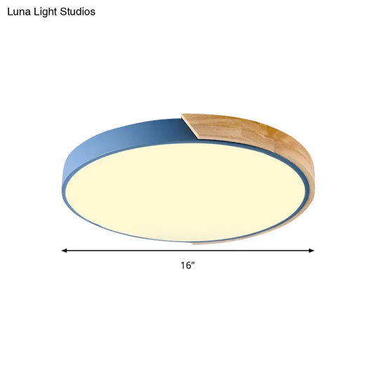 Loft Circle Led Ceiling Light For Kindergarten With Acrylic Shade