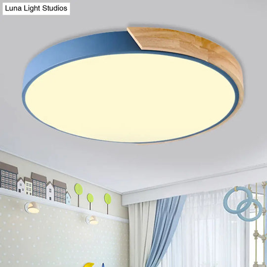 Loft Circle Led Ceiling Light For Kindergarten With Acrylic Shade