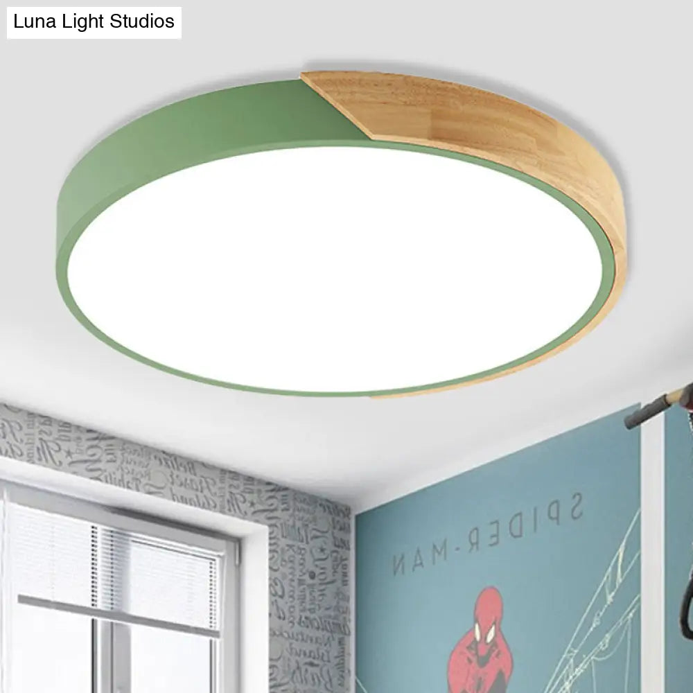 Loft Circle Led Ceiling Light For Kindergarten With Acrylic Shade